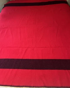 Vintage 100 % Wolle Marlboro Guts Grit Gear rot mit schwarzen Streifen Decke 66" x 54 - Bild 1 von 15