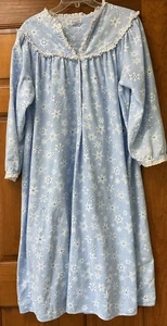 Lanz Of Salzburg Women's Long Sleeve Cotton Flannel Nightgown Snowflakes Large - Picture 1 of 5