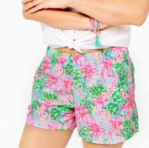 Pantalones Cortos Lilly Pulitzer Lilo 100% L Floral Rosa Resortwear Playa Vacaciones - Imagen 1 de 9