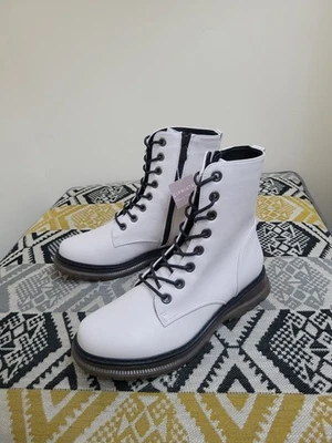 Botas de combate de espuma viscoelástica con cordones Pavers Cipriata nuevas con etiquetas talla 6 EU 39 blancas negras - Imagen 1 de 4