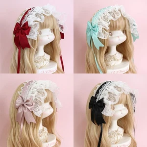 Lolita Lace Headband KC Ribbon Bow Hair Accessories Sweet Dark Style Cosplay - Picture 1 of 22