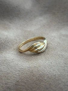Vintage 9ct Yellow Gold Shell Twisted Dome Ring 9k Hallmarked 1.98g - Size N - Picture 1 of 15