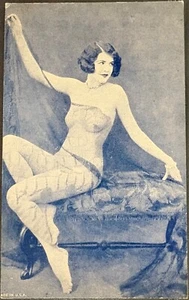 Beautiful Nude Woman Covered by Thin Veil~1940’s Blue Tint Exhibit Card - Picture 1 of 3