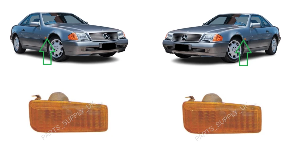 NUOVO PER MERCEDES BENZ SL R129 89-02 COPPIA RIPETITORI INDICATORI LATERALI PARAFANGO - Immagine 1 di 1