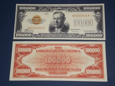 REPRODUCTION COPY OF A 1934 $100,000 GOLD CERTIFICATE  PLEASE READ DESCRIPTION! Cover