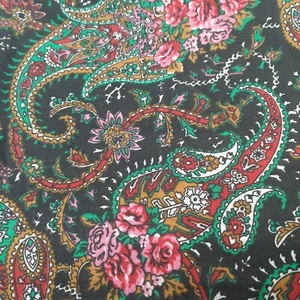 [2x] VTG Bandana Black / Peach Floral Made In USA 50% Cotton 50% Poly RN 14193 - Picture 1 of 4