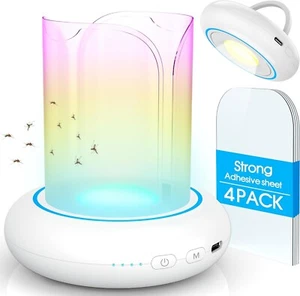 Fruit Fly Traps for Indoors Rechargeable USB Sticky Flying Insect Trap 4 Refills - Picture 1 of 8