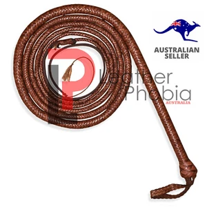 Genuine Leather Stock Whip, 15.3 Feet 16 Plaited, Heavy Duty Whip Fully Handmade - Picture 1 of 10