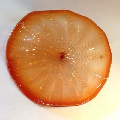 1PC Murano Glass Hanging Plate Round Orange Wall Decor Handcrafted Platter D12" - Image 1 of 4