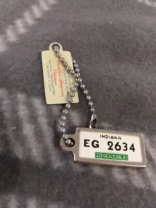1953 Indiana DAV License Plate Keychain Tag Disabled American Veteran - WW2 - Picture 1 of 5