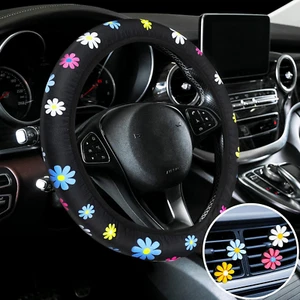 Cute Steering Wheel Cover Flower Steering Wheel Cover Floral for Girls with 4 Pi - Picture 1 of 7