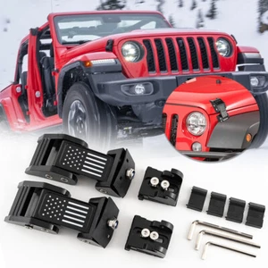 2x Aluminum Hood Lock Latch Catch Kit Black For Jeep Wrangler JK JKU 2007-2018 - Picture 1 of 12