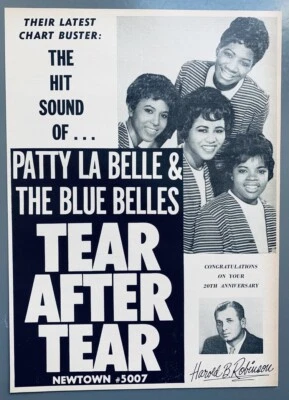 PATTI LaBELLE & THE BLUEBELLES 1962 vintage POSTER ADVERT TEAR AFTER Doo Wop - Image 1 of 3