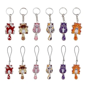 Versatile Acrylic Cat Keychain Phone Charm Cute Animal Shape Alloy Keyring - Picture 1 of 20