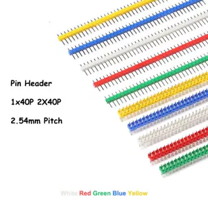 Multicolor 1x40P 2X40P Male Pin Header 2.54mm Pitch Connector Single/Double Row - Picture 1 of 8