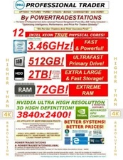 DELL Trading Computer 6Monitor XeonMaxTurbo3.46GHz 480GBSSD 2TBHDD 72GBRAM W10P!