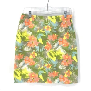 Hawaiian Tropic Floral Orchid Palm Jungle Print Pencil Skirt Womens 6 Beach Tiki - Picture 1 of 9