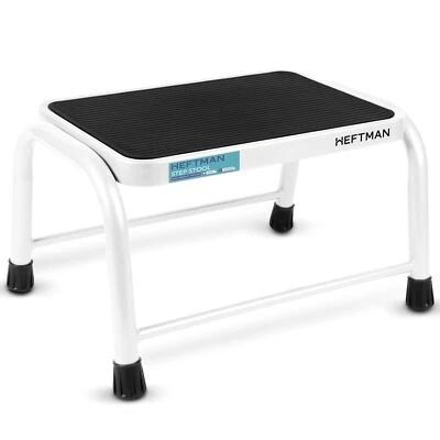 HEFTMAN Step Stool Heavy Duty Anti-slip Steps Metal One Step Footstool White - Image 1 of 4