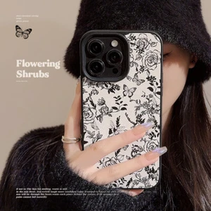 For iPhone 15 14 13 12 11 Pro Max Phone Case Cover Silicone TPU White Rose - Picture 1 of 5