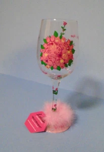 Lolita "Mom's Bouquet" Love My Wine Glass Hand Painted NEW - Picture 1 of 6