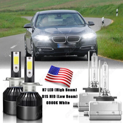 H7 D1S For BMW 525i 530i 2006-2007 - White LED/HID Headlight High/Low Beam Bulbs - Image 1 of 4