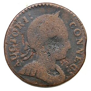 1786 3-D.1 R-5 Scholar's Head Connecticut Colonial Copper Coin