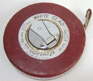 Cinta métrica de cuero Lufkin Rule Co vintage revestida de blanco 50 pies HW 223 EE. UU. - Imagen 1 de 9