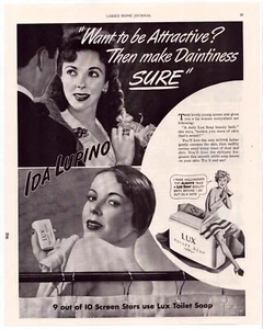 Print Ad Lux Soap 1942 Ida Lupino Movie Star Full Page Magazine 13.5"x10.5" - Picture 1 of 1