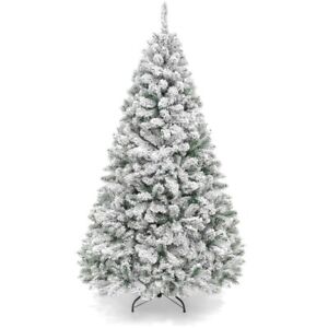 4.5 Ft Snow Flocked Artificial Christmas Tree Hinged 400 Tips & Foldable Stand
