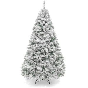 4.5 Ft Snow Flocked Artificial Christmas Tree Hinged Tips Metal Foldable Stand - Picture 1 of 5