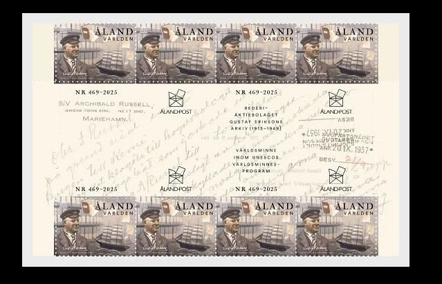 Aland 2025 Finlandia Gustaf Erikson Shipping Company Archives envía 8v mnh canal Foto 1 de 1