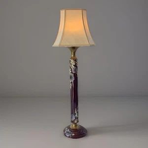 Grande Lampe Floral Art Deco , Japonisant Ceramique Émaillé Fleurs - Picture 1 of 10