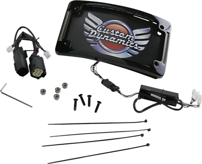 Quadro de placa de licença de alumínio curvo CUSTOM DYNAMICS com luzes LED para Harley - Imagem 1 de 4