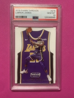 Camiseta deportiva LeBron James 2018-19 Panini Threads púrpura declaración SP #215 PSA 10 Foto 1 de 2