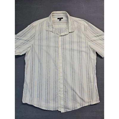 Рубашка мужская Alfani в полоску с коротким рукавом на пуговицах XXL 100% хлопок синяя и белая - Изображение 1 из 4