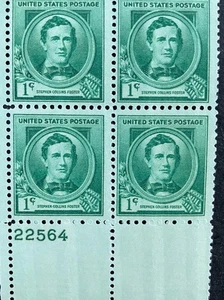Stephen Foster Plate Block. Scott’s 879. Nice Gift For The Musician. - Picture 1 of 1