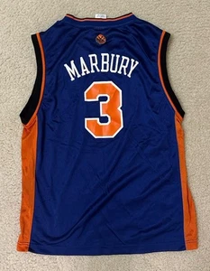 REEBOK STEPHON MARBURY #5 NEW YORK KNICKS BLUE NBA YOUTH SIZE LARGE - Picture 1 of 3