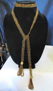 Vintage Microbead Lariat Sautoir Halskette Ethno Boho - Bild 1 von 5