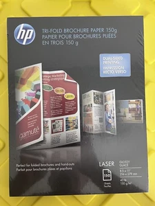 HP Laser Glossy Tri-Fold Brochure Paper 150 GSM 40b 150 Sheets 8.5" X 11" - Afbeelding 1 van 2
