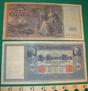 #9702-B 1-1910 PRE WW1 Large German 100 Mark Reichs note Currency Red Seal EX- - Picture 1 of 1