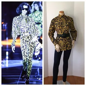 Abito vintage GIANNI VERSACE raro autunno 1991 camicetta/top o camicia (taglia 40) - Foto 1 di 12