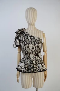 Rare Just Cavalli Summer One Shoulder Animal Print Peplum Top - Women’s Size 42 - Picture 1 of 22