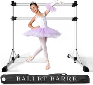 New and Improved 4 Ft Steel Double Ballet Barre with Carry Bag and Beginner Guid - Picture 1 of 7