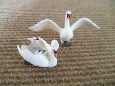 Schleich Retired Mute Swan Pair: Swan Standing and Female with Cygnets 