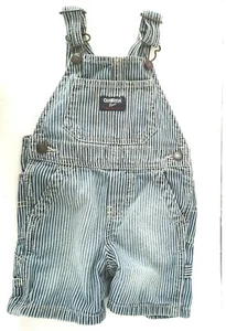 Oshkosh B'Gosh Overall Shorts Vestbak abgenutzt blau Eisenbahn Nadelstreifen 12M - Bild 1 von 8
