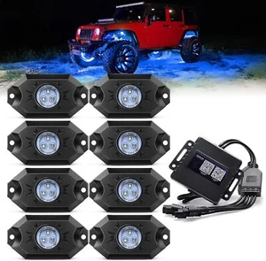 MICTUNING RGB LED Rock Lights Kit 8 pods Underglow Multicolor Neon Light Pod - Picture 1 of 17