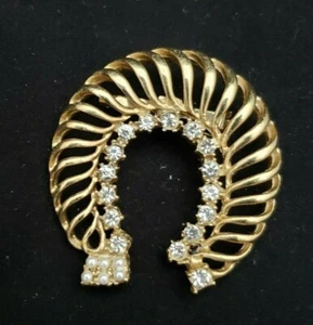 BROCHE PIN HERRADURA PERLA ESTRÁS TONO DORADO GERRY'S DE COLECCIÓN - Imagen 1 de 4