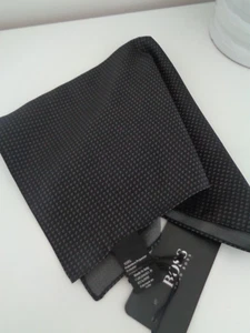 Hugo Boss Polyester Charcoal Patterned Pocket Square - Picture 1 of 6