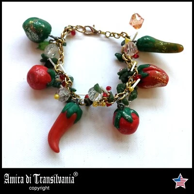 Charm Bracelet Armlet Jewelry Woman Fruit Hot Papper Chili Luxury Brand Handmade - Image 1 of 4