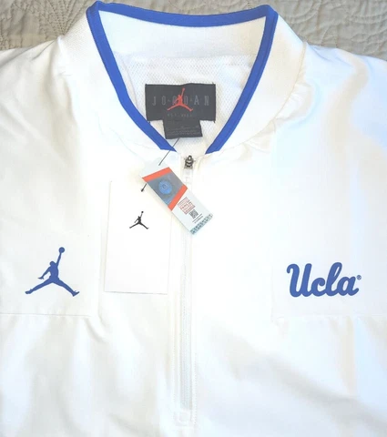 NEW NIKE JUMPMAN, MENS SIZE MEDIUM, UCLA BRUINS 1/2-ZIP WHITE JACKET-MSRP $80.00 Cover